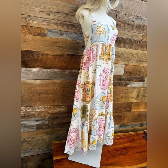 Paper Heart Dolce Vita multi colored linen blend spaghetti strap tiered dress SM - Picture 2 of 12